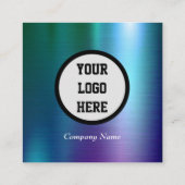 Beruflicher QR Code Scannable Blue Metallic Quadratische Visitenkarte (Rückseite)