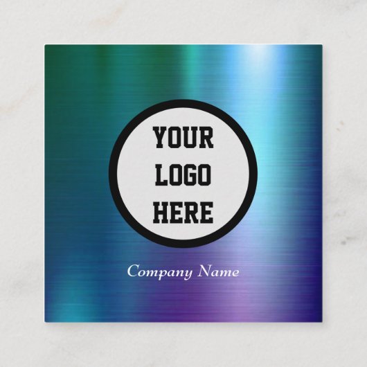 Beruflicher QR Code Scannable Blue Metallic Quadratische Visitenkarte (Rückseite)