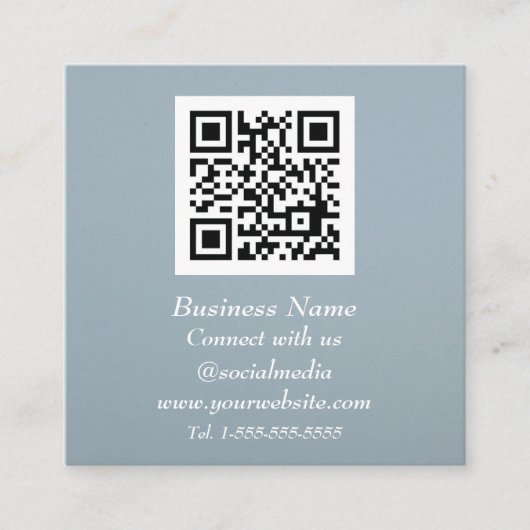 Beruflicher QR-Code Scannable Dusty Blue Modern Quadratische Visitenkarte (Vorderseite)