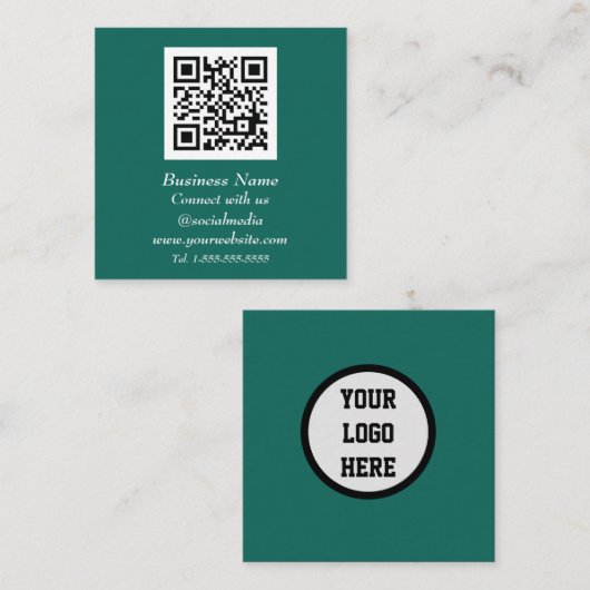 Beruflicher QR Code Scannable Emerald Green Quadratische Visitenkarte (Vorne/Hinten)