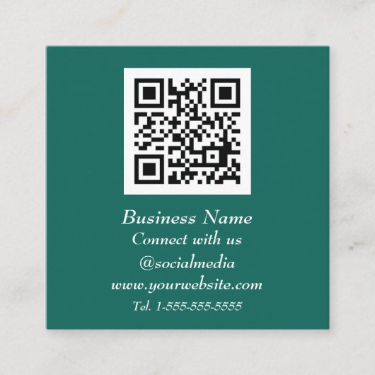 Beruflicher QR Code Scannable Emerald Green Quadratische Visitenkarte (Vorderseite)