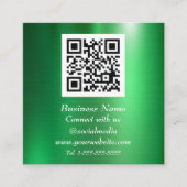 Beruflicher QR Code Scannable Green Metallic Quadratische Visitenkarte (Vorderseite)