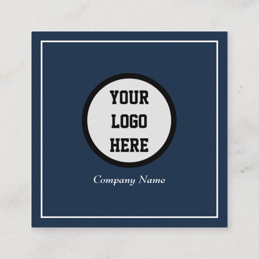Beruflicher QR Code Scannable Navy Blue Quadratische Visitenkarte (Rückseite)