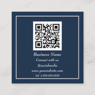 Beruflicher QR Code Scannable Navy Blue Quadratische Visitenkarte