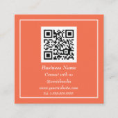 Beruflicher QR Code Scannable Orange Modern Quadratische Visitenkarte (Vorderseite)