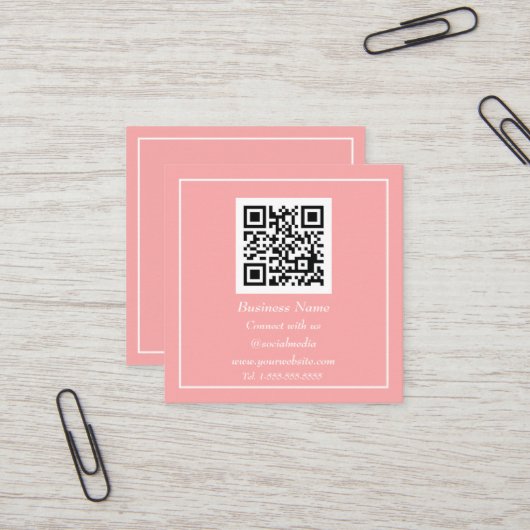 Beruflicher QR Code Scannable Orange Modern Quadratische Visitenkarte (Vorderseite/Rückseite Beispiel)