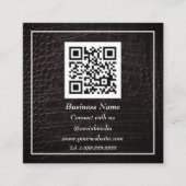 Beruflicher QR-Code Scannerbraun Leder Quadratische Visitenkarte (Vorderseite)