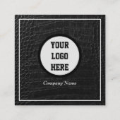 Beruflicher QR-Code Scannerschwarz Leder Quadratische Visitenkarte (Rückseite)