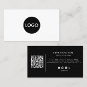 Beruflicher QR-Code Schwarz-Weiß-Visitenkarte Visitenkarte (Vorne/Hinten)