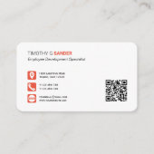 Beruflicher QR-Code Social Media Network orange B Visitenkarte (Vorderseite)