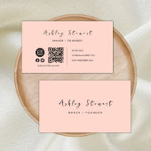 Beruflicher QR-Code Soziale Medien rosa Visitenkarte