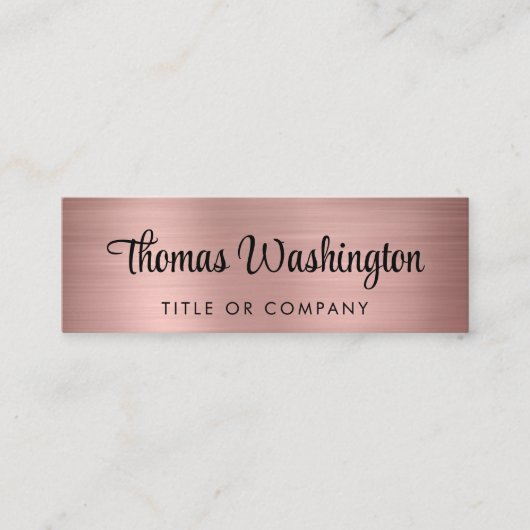 Beruflicher QR-Code Stilvolle Script-Rose Gold Mini Visitenkarte (Vorderseite)