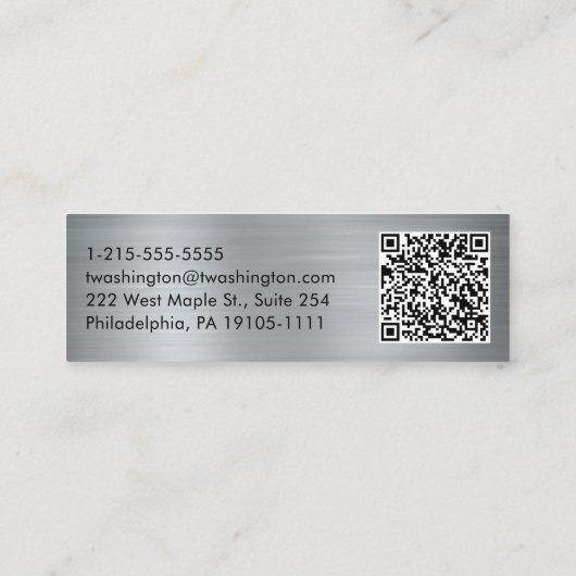 Beruflicher QR-Code Stilvolles Script Silver Mini Visitenkarte (Rückseite)