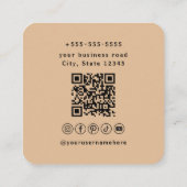 Beruflicher Qr Code Trendy Rustic Social Media Quadratische Visitenkarte (Rückseite)