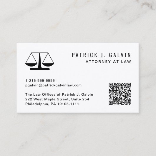 Beruflicher QR-Kodex für Anwälte Visitenkarte (Vorderseite)