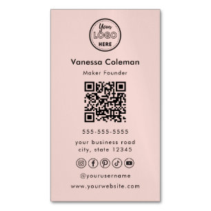 Beruflicher Qr-Minimalcode Rosa Visitenkarte Magnetische Visitenkarte