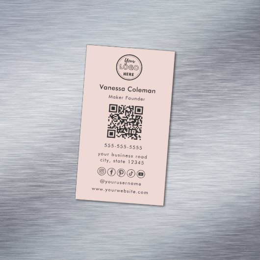 Beruflicher Qr-Minimalcode Rosa Visitenkarte Magnetische Visitenkarte (Beispiel)