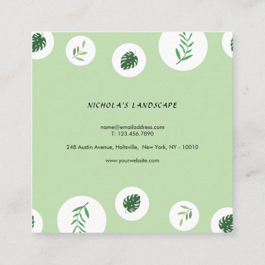 Beruflicher Rasen und Baumpflege Quadratische Visitenkarte (Rückseite)