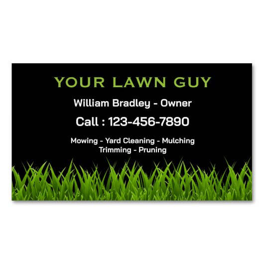 Beruflicher Rasenservice für Schwarz und Grün Magnetische Visitenkarte (Vorderseite)