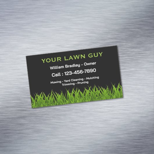 Beruflicher Rasenservice für Schwarz und Grün Magnetische Visitenkarte (Beispiel)