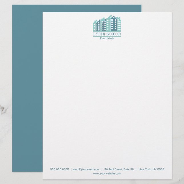 Beruflicher Real Anwesen Letterhead Briefbogen (Vorne/Hinten)