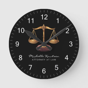 Beruflicher Rechtsanwalt Luxus Black Gold Runde Wanduhr