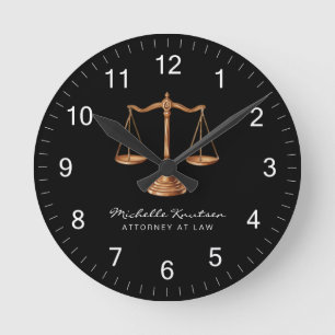 Beruflicher Rechtsanwalt Luxus Black Gold Runde Wanduhr