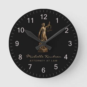 Beruflicher Rechtsanwalt Luxus Black Gold Runde Wanduhr