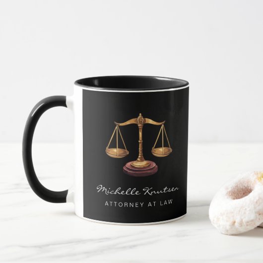 Beruflicher Rechtsanwalt Luxus Black Gold Tasse (Mit Donut)