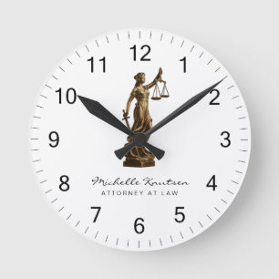 Beruflicher Rechtsanwalt Luxus Gold White Runde Wanduhr