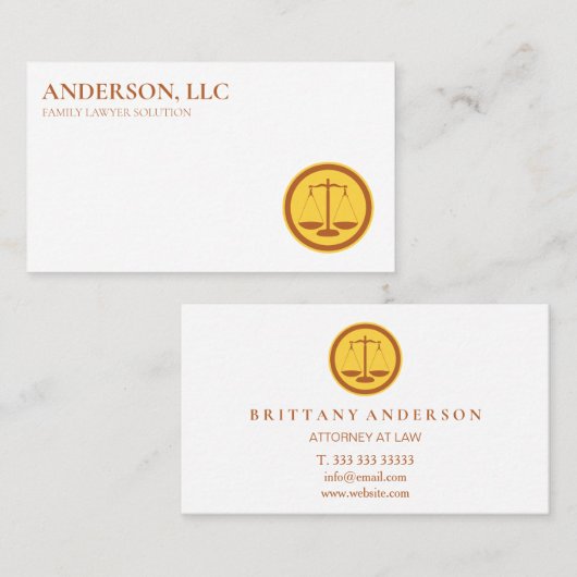 Beruflicher Rechtsanwalt Visitenkarte (Vorne/Hinten)
