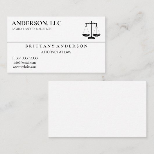 Beruflicher Rechtsanwalt Visitenkarte (Vorne/Hinten)