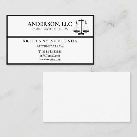 Beruflicher Rechtsanwalt Visitenkarte (Vorne/Hinten)