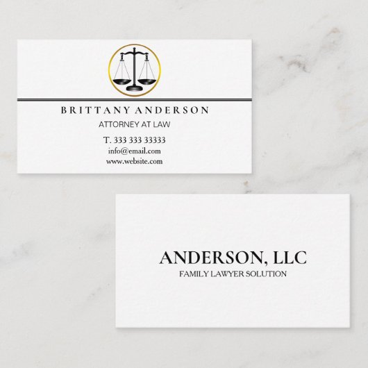 Beruflicher Rechtsanwalt Visitenkarte (Vorne/Hinten)