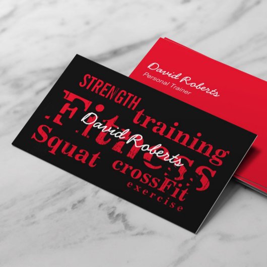 Beruflicher Red Fitness Words Personal Trainer Visitenkarte