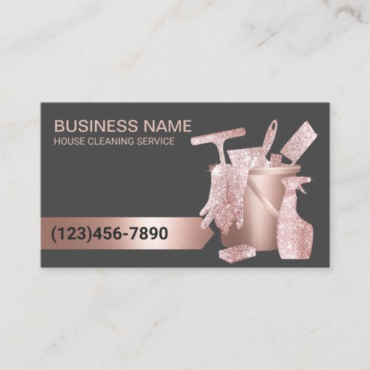 Beruflicher Reinigungsservice Moderne Rose Gold Visitenkarte (Vorderseite)