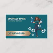 Beruflicher Reinigungsservice Modernes Aquamarin & Visitenkarte (Vorderseite)