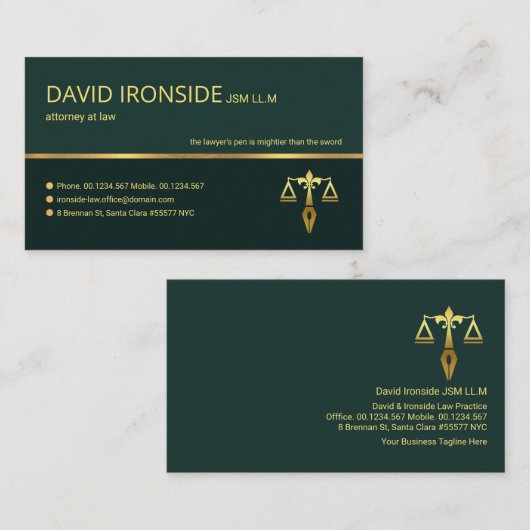 Beruflicher Retro Gold Line AnwaltThe Visitenkarte (Vorne/Hinten)