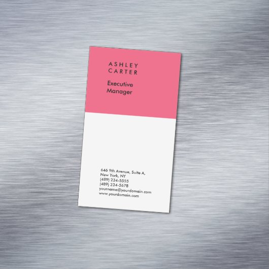 Beruflicher, rosa weiß schlicht minimalistisch magnetische visitenkarte (Beispiel)