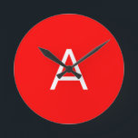Beruflicher roter Anfangsbuchstabe Runde Wanduhr<br><div class="desc">Diese Vorlage kann an alle persönlichen Beruf angepasst werden.</div>