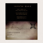 Beruflicher rustikaler brauner Abstrakter QR-Code Visitenkarten (Außenseite Aufgefaltet)