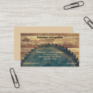 Beruflicher Rustikaler Karton mit grünem Sägeblatt Visitenkarte