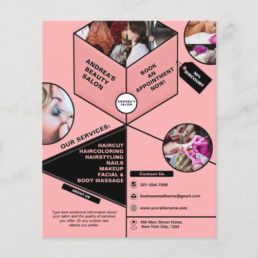 Beruflicher Salon Modernes Rosa Hinzufügen von Fot Flyer (Vorne)