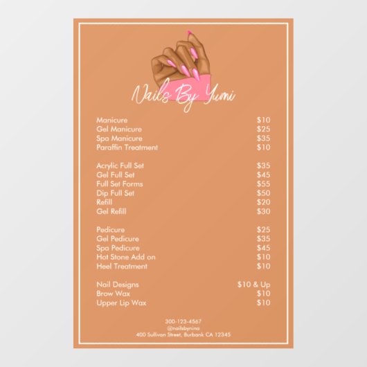 Beruflicher Salon Nail Artist Manicurist Service Fensteraufkleber (Blatt)