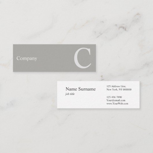 Beruflicher sauberer Typo-graue Mini Visitenkarte (Vorne/Hinten)