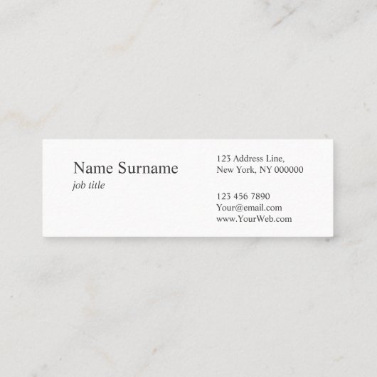 Beruflicher sauberer Typo-graue Mini Visitenkarte (Rückseite)