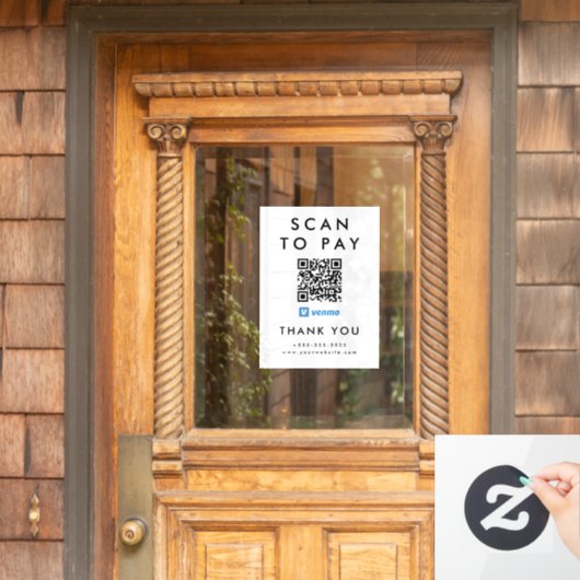 Beruflicher Scan zur Bezahlung von Venmo QR Code W Fensteraufkleber (Haustür)