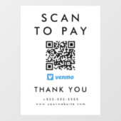 Beruflicher Scan zur Bezahlung von Venmo QR Code W Fensteraufkleber (Blatt)