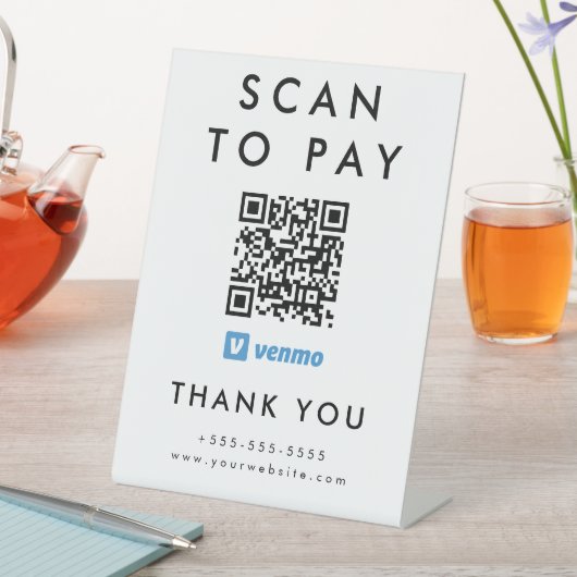 Beruflicher Scan zur Bezahlung von Venmo QR Code W Sockelschild (In Situ)