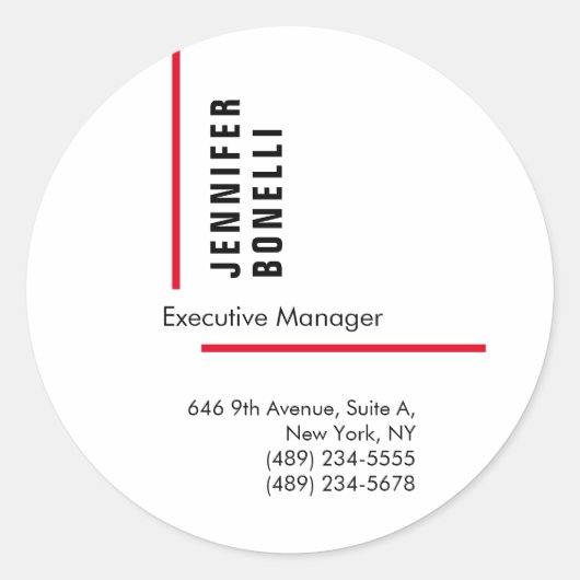 Beruflicher schlicht minimalistischer moderner Sti Runder Aufkleber (Vorderseite)